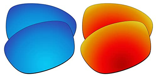 EZReplace Lentes de repuesto compatibles con gafas de sol Arnette La Pistola AN4179-66 mm (lentes polarizadas), se adapta al marco Arnette La Pistola (azul hielo + rojo fuego), Azul hielo y rojo