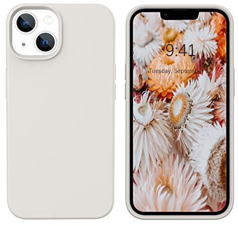 DOMAVER Liquid Silikon Hülle für iPhone 13, Handyhülle iPhone 13 Case Ultra Dünne Rundumschutz Weichem Gel Matte Kratzfest Stoßfeste Schutzhülle für iPhone 13 6.1, Beige