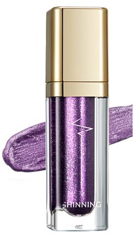 Glitter Liquid Eyeshadow, Metallic Matte Shimmer Sparkly Eye Shadows Glitter Eyeliner Liquid, Long Lasting Waterproof Quick Drying Eye Make up Kits(Purple)