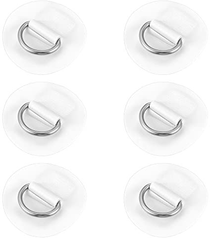 X AUTOHAUX 6 Stück 6cm D Ring Patch Pads PVC Edelstahl für Surfbrett Weiß