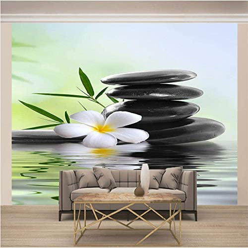 Wandbild Selbstklebende Fototapete 3D Orchidee Und Stein-Zen Wandfotokunstwandposter Wandaufkleber Für Wohnzimmer Tv Sofa Themenhotel Luxus Korridor Hintergrund Wandmalerei Heimtexti 400(B)x280(H)cm