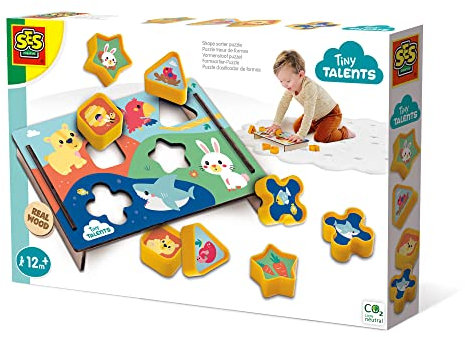 SES Creative 13131 Tiere Formsortier-Puzzle, Mehrfarbig, Small