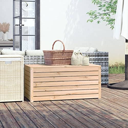 Yolola Gartenbox Holz Outdoor-Box Aufbewahrungsbox Gartentruhe Holz Outdoor Kissenbox Garten Truhenbank Tischtruhe Outdoor 101x50,5x46,5 cm Massivholz Kiefer