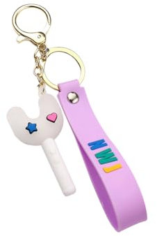 Swico Remado Kpop - Llaveros de palo ligero NWJNS Jeans Bunnies, llavero con colgante de llave de coche para mujer, llavero para bolso de mano, llavero lindo conejo, morado y blanco, estándar