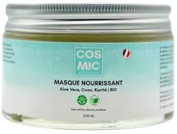 Masque/Crème Sans Rinçage Cheveux Secs & Abîmés - Nourrit, Démêle, Définit les Boucles - Glycérine Végétale, Coco, Karité, Aloe Vera BIO - Sans Silicone Made in France