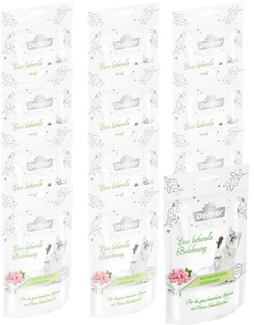 Dehner Premium Lovely Katzensnack, Ergänzungsfutter zuckerfrei / glutenfrei, für ausgewachsene Katzen, Pute / Minze, 12 x 50 g