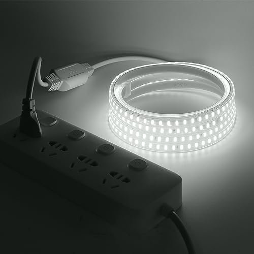 XUNATA Weiß LED Strip Streifen, 230V 2835 SMD 120leds/m IP65 Wasserdicht, Kein Bleidraht, Flexibles LED Leiste Lichtband Strip für Heim DIY Festival Dekoration (50M)
