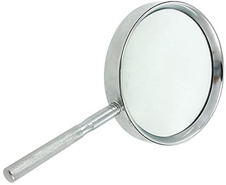 YOKIVE 1 pcs Loupe Verre, Portable Loupe Métal, Verre | Idéal pour Étude, Maison, Bureau (Argent, 9 ID)