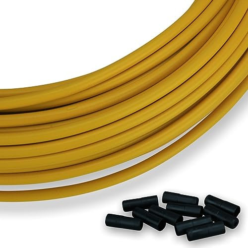 Fahrrad Bremszughülle ⌀ 5 mm, 4 Meter, gerollt, farbig, Farben zur Auswahl, Schaltzughülle 5 mm Bremsaußenhülle Außenhülle Bremszug Bowdenzug (Bremszughülle, gelb)