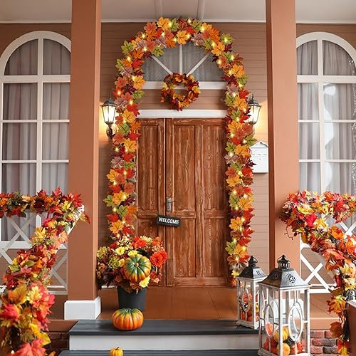 Herbstdeko Ahornblätter Lichterkette, 175cm Herbst Girlande mit Wasserdichte LED Lichterkette Herbst, Herbstblätter Deko mit 8 Beleuchtungsmodi für Herbstdeko Innen und Draußen (1)