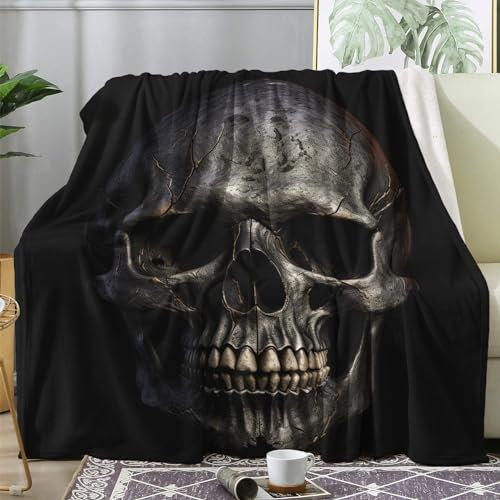 ZDABAOEC Kuscheldecke Flauschig Gothic Totenkopf Decke, Fleecedecke 230x270, Sofadecke & Couchdecke, Weiche Kuschelige Wohndecke Blanket, Riesig Groß Decken für Sofa Couch