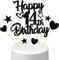 Conruich Tortendeko 14. Geburtstag Jungen, Kuchendeko Happy 14th Birthday Schwarz, Glitzer Kuchen Topper 14. Geburtstag Ballons Konfetti Papierfächer für Geburtstagstorte Deko 14 Jahre Junge Mädchen