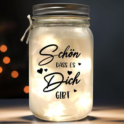 Charfia LED Flaschenlicht Mit Spruch 'Schön, Dass Es Dich Gibt' - Personalisiertes Geschenk für Frauen, Freundin Zu Weihnachten Und Geburtstag