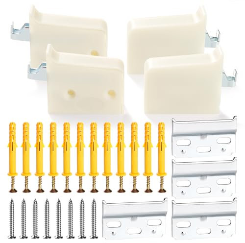 VooGenzek 4 Piezas Ganchos de Fijación para Muebles Suspendidos, Soportes para Muebles Suspendidos, Soportes de Suspensión de Gabinete, Peso del Rodamiento: 50kg, Color Crema