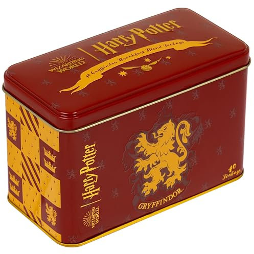 New English Teas Caja de té oficial con escudo de Gryffindor de Harry Potter con 40 bolsitas de té para el desayuno inglés