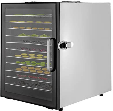 Déshydrateur automatique en acier inoxydable 800 W, avec régulateur de température et minuterie 24 h, silencieux, pour légumes, fruits, viande, fleurs (12 niveaux)