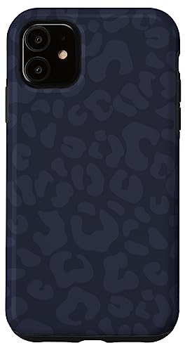 iPhone 11 Navy Blue Chic Elegant Cheetah Leopard Print Animal Skin Case