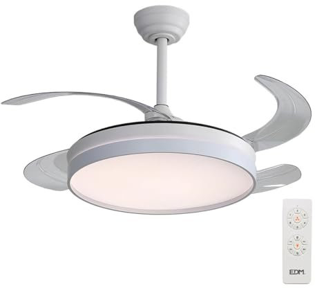EDM Ventilador de Techo con Luz 33827 Ross Blanco 35 W 4100 LM 2190 LM Retráctil