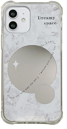 Bianriche Planet Mirror Makeup Phone Case Compatible with iPhone 15 Pro Soft TPU Shockproof Protective Case for Girls Women Silver