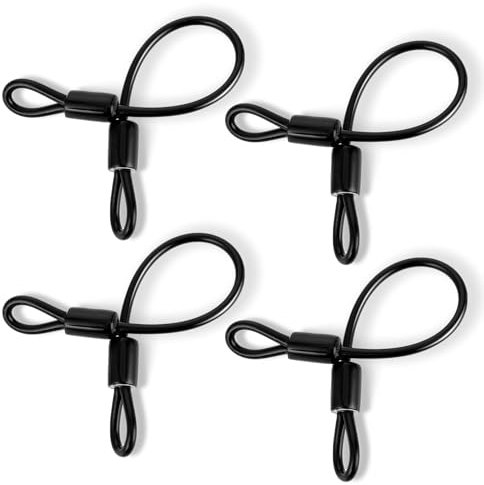 4 cables de acero inoxidable con revestimiento de vinilo de 12 pulgadas con bucles, cuerda de alambre corta, bloqueo de cable de seguridad para iluminación de escenario, cerradura de equipaje, 5 mm,