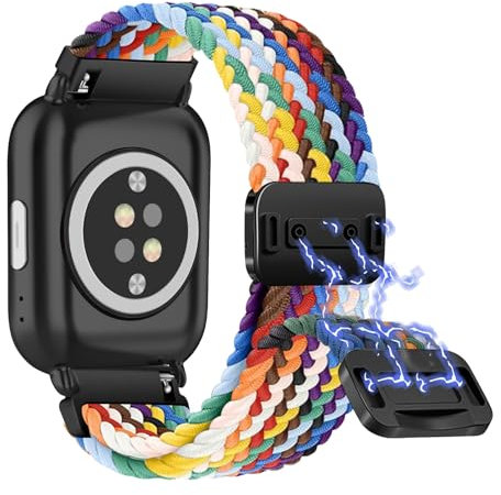 Niboow 20mm Nylon Armband für Amazfit Active 2 / Active/GTR Mini/GTS 4 / GTS 3 / GTS 2e / GTS 4 Mini/Bip S, Geflochtenes Magnetisch Ersatzarmbänder für Amazfit Bip 3 Pro/Bip Lite - Bunt
