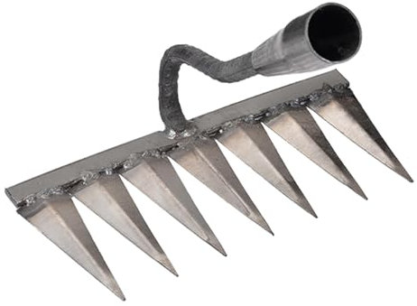 Rateau Jardin, Rateau de Désherbage 7 Dents en Acier, Outillage de Jardin à Main, Scarificateur Manuel Gazon, Houe Jardinage, Outils Jardinage pour Semer, Désherber, Ameublissement du Sol (sans bâton)