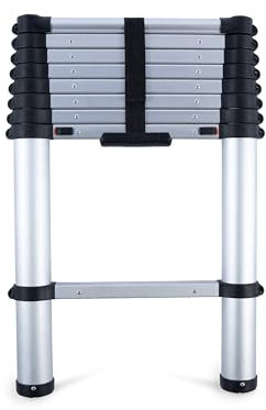 The Workplace Depot Telescopic Ladder – 2.63m Aluminium Extendable Ladder with Soft Close, Non-Slip Feet & High Load Capacity – Compact & Portable for Home, Loft, Professional Use – EN131-6 Certified