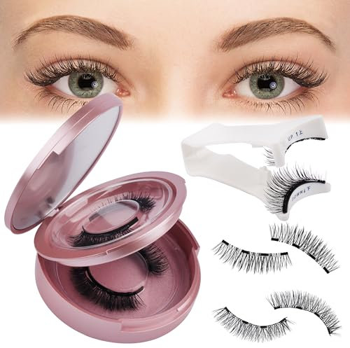 GEMERRY 2 paires Faux Cils Magnetique Magnetic Lashes Faux Cils Magnétiques Avec Applicateur Pas besoin de Colle Cil Magnétiques Aspect Naturel & Imperméables Cils Magnétiques Sans Eye-liner(24P+KS01)