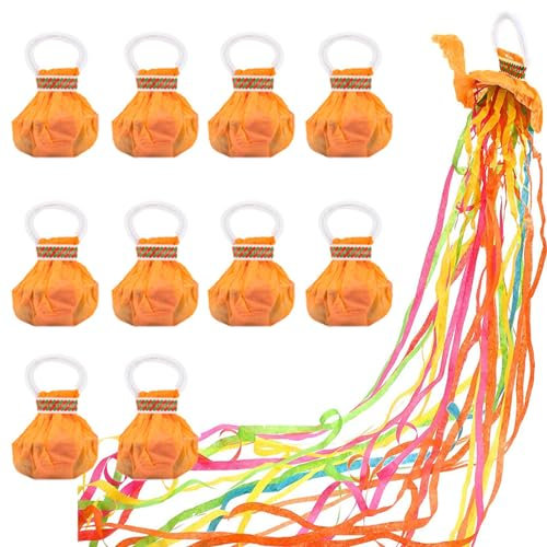 10 Stück Luftschlangen Werfen, Wurf Luftschlangen Hochzeit, Luftschlangen Werfen Konfetti, für Hochzeiten, Geburtstage, Weihnachtsfeiern, Farbe Orange