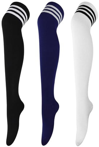 DRESHOW 3 Paia Calzettoni Calze Gambaletto Calzini Lunghi Calzettoni Coscia Scaldamuscoli Stivali Ginocchio Alta Calze di Avvio per Ragazze e Donna