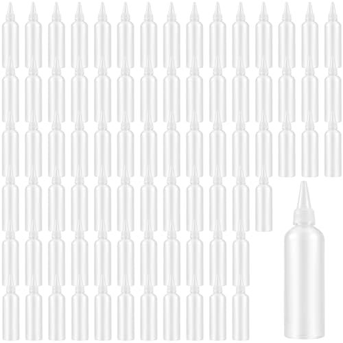 FUNSUEI Lot de 80 Bouteilles Compressibles de 120 ml, Flacons Compte-Gouttes, Vides, en Plastique Transparent avec Bouchon