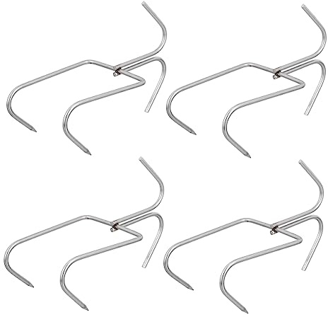 Warmhm 4pcs Stainless Steel Bacon Hanger Smoker Hooks Double Row Heavy Duty Meat Hooks for Kitchen Smoking and Roasting