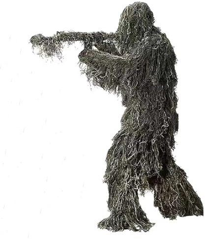 NEWFUN Traje de Camuflaje, Ghillie Suit, Camuflaje, Traje de Caza Táctico 5 en 1 Traje de Francotirador, Traje Forestal de Camuflaje para Juegos al Aire Libre y Juegos de rol