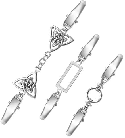 cobee 3 Stück Silber Cardigan Clips, Vintage Pullover Clips für Frauen, Brosche Strickjacke Clips Kragen Clips Verschluss Metallclip für Pullover Kleider Strickjacken Hemden Schals Tücher (3 Stile)