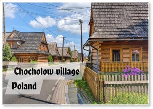 Holzhäuser im Dorf Chocholow von Krakau, Polen, Kühlschrankmagnet