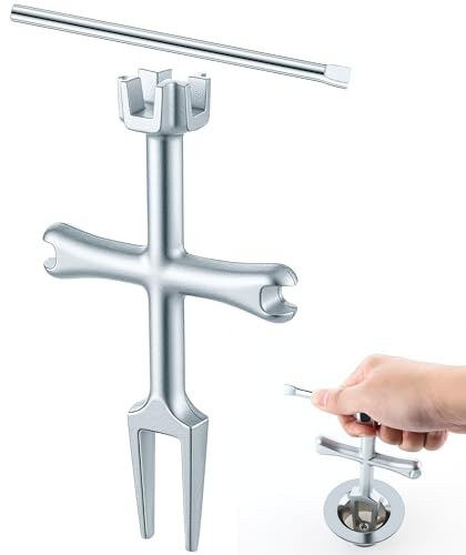 Enhon 4 Sided Drain Strainer Wrench with Sliding Handle for Bath/Shower Sink Tool for Installing Removing Pop Up Plugs, Basket Drains and Closet Spuds