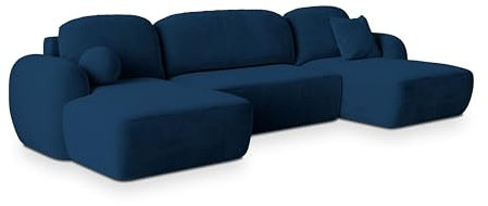 Masseno Ecksofa Savona K mit Schlaffunktion U-Form, Sofa mit Bettkasten, Wohnzimmersofa, Couch, Soffa, Bettsofa, Couchgarnitur- Blau, Kronos 09