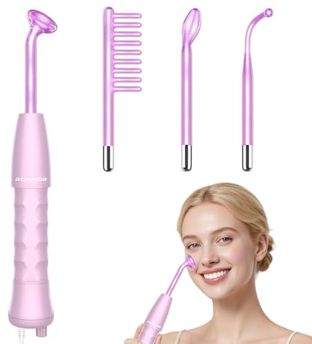 High Frequency Face Machine, ROMMQB Professional Wand High Frequency, 4 Purple Wand for Argon Skin Therapy for Acne, Skin Tension, Wrinkles, Hair Growth