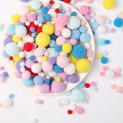 Luxoraiova 500 Stück Pompons zum Basteln, 1-3cm Bunt Mini Pompons zum Basteln, Mini Pom Poms Filzkugeln Bunt für Lustige DIY Kreative Handwerk, Feine Haar-Accessoires, Partydekoration