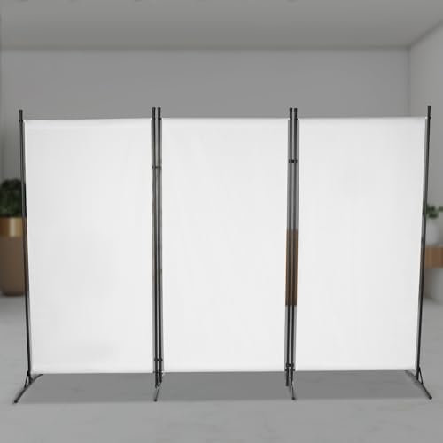 Paravent, Raumteiler 360° klappbar freistehend Sichtschutz, Umkleide Sichtschutz Raumtrenner, für Büro, Küche, Terrasse, Weiß, 2.6x1.8m