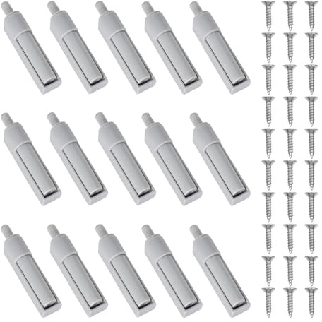 Lot de 15 Amortisseur Porte, Gris Poussoir Portes avec 30 Vis,Matériau Abs, Ralentisseur de Porte, Détachable,Multifonction,Amortisseur Tiroir, pour Armoires, Portes, Bibliothèques