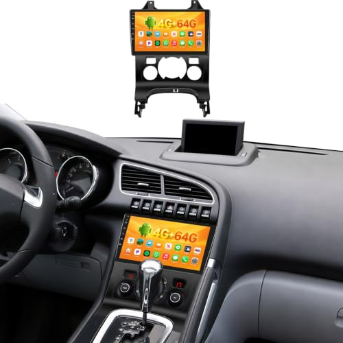 OiLiehu 4G+64G/8 Cœurs Android 13 Autoradio pour Peugeot 3008 2009-2015 avec CarPlay Android Auto sans Fil, 9“ Écran Tactile avec GPS WiFi Lien Miroir Bluetooth FM RDS DSP EQ SWC Caméra Arrière