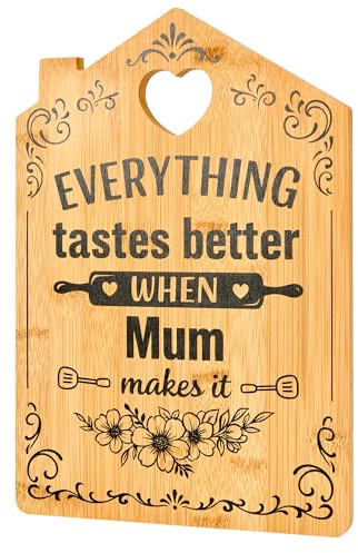 Mothers Day Gifts for Mum, Engraved Bamboo Chopping Board | Engraved bamboo chopping board gift for Mum from daughter or son; practical kitchen keepsake for birthdays, Christmas