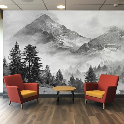 Generisch Tapete Berg, Art Fototapete Natur Landschaft Tapeten Wandtapete Wohnzimmer Grau Tapete fur Schlafzimmer 350x256 cm Wanddekoration Vliestapete W&28