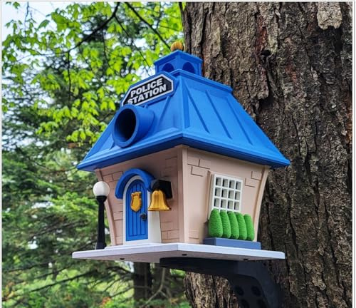 ZZTDHG Polizei-Vogelhaus x cm Neuheit Gartendekoration Outdoor-Vogelhaus für kleine Vögel | Wetterbeständiges PETG
