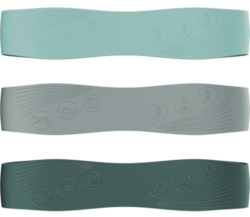 NEOLYMP Pilates Fitnessbänder - Resistance Bands 3er Set – 3 Widerstandsstufen 9/14/18 kg – Silikon Gymnastikband rutschfest für Pilates, Yoga & Bauch Beine Po