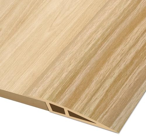 Hengrongshen PVC Türschwellen Leiste, 1M * 7CM Übergangsprofil Selbstklebend, Übergangsleiste Boden Höhenausgleich Abdeckleiste für Parkettböden Laminate Schwellen (Weißeiche, 10mm bis 15mm)