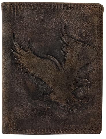 Akzent Geldbörse für Herren aus Leder in Braun, Geldbeutel mit Druckknopf in 9 x 12 x 2 cm