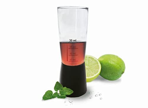 Vin Bouquet FIK 145 - Medidor Ajustable, Negro y Transparente, Jigger, Vaso Medidor Cocktail, Vaso Medidor Cocktail