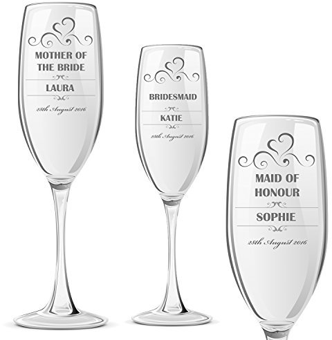 ukgiftstoreonline Personalised Champagne Prosecco Glass Wedding Favour Gift Bridesmaid Maid Honour